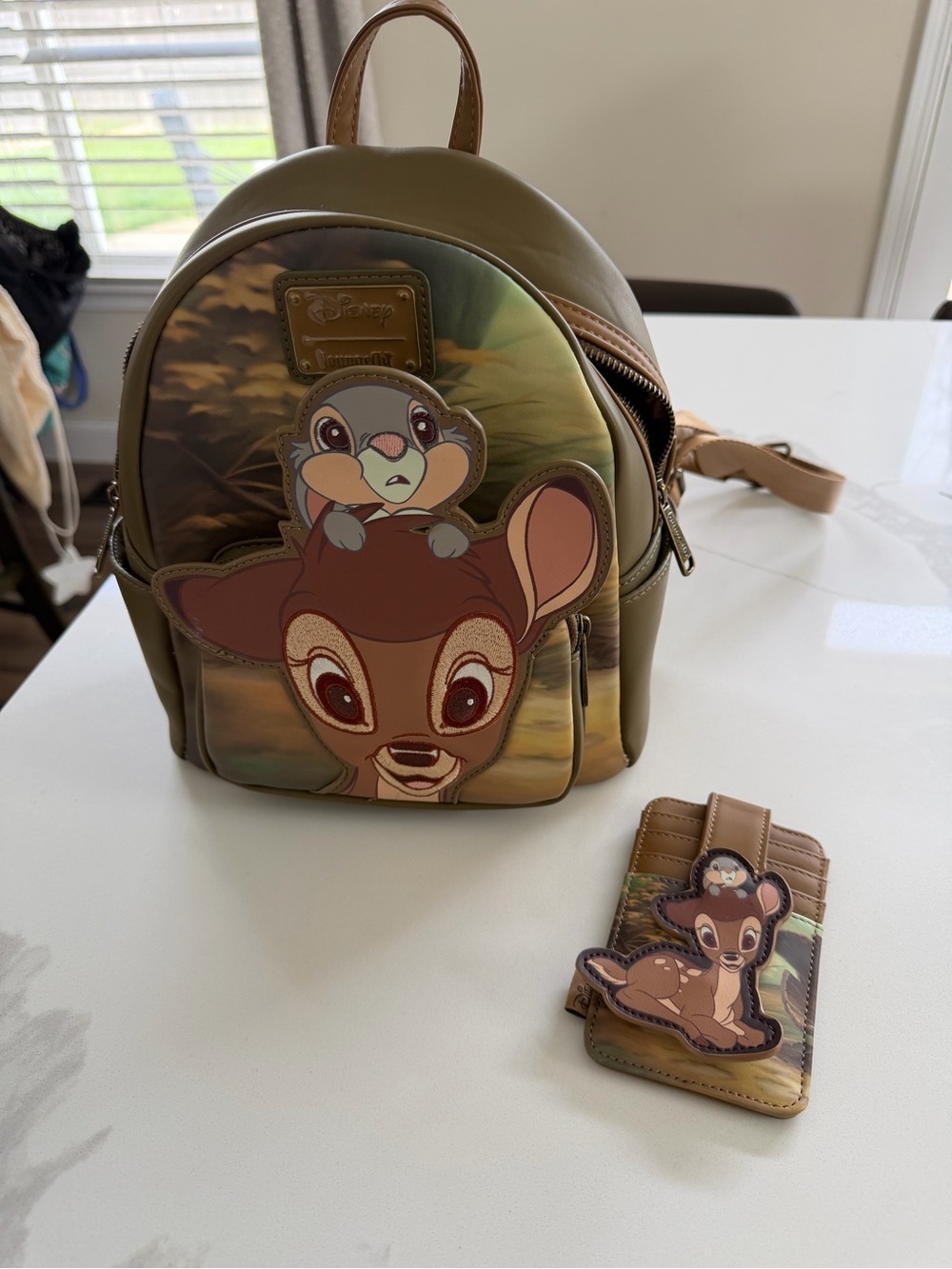 Loungefly Disney Bambi & Thumper Peeking Mini Backpack and matching cardholder